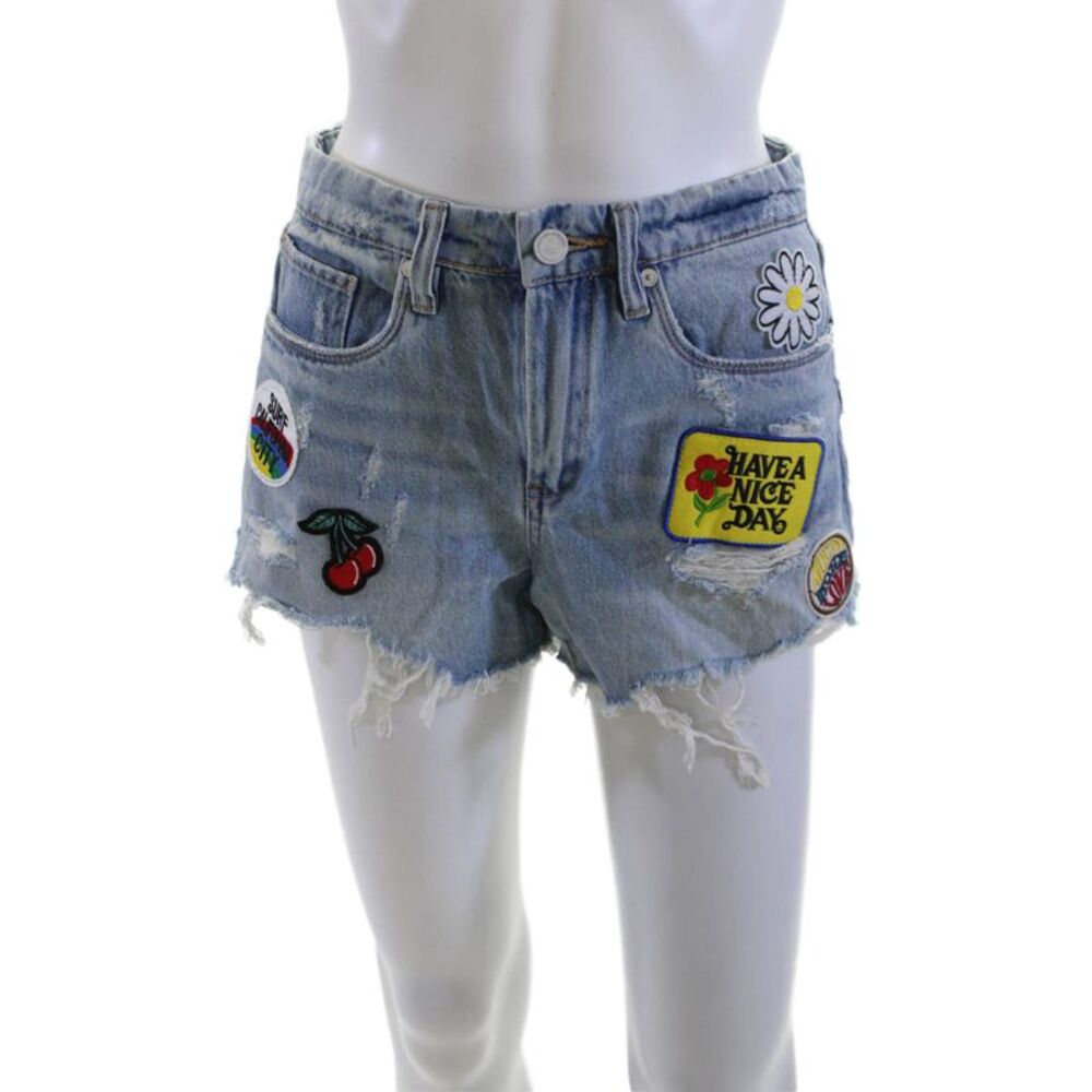 BLANKNYC Unisex Light Blue Graphic Cotton Beach Shorts Size 25